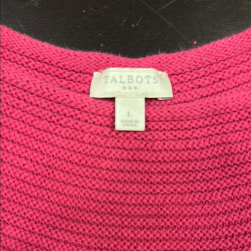 Talbots Pink Crew Neck Sweater with Ribbed Texture - Picture 2 of 3
